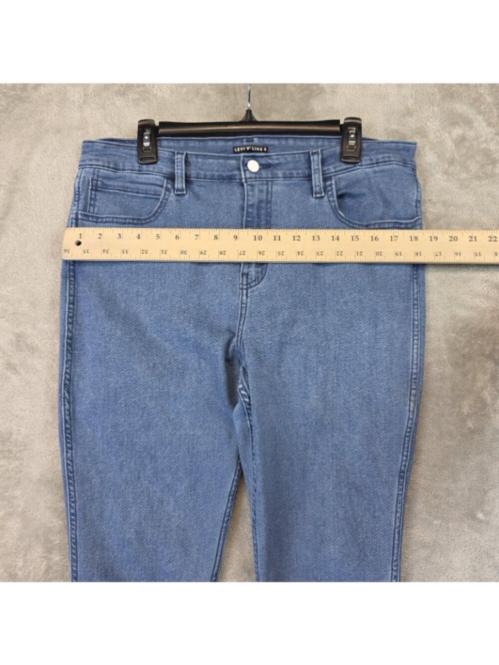 Levis Line 8 Jeans Womens 34 Blue Medium Wash Skinny Slim Stretch Denim Pants - Picture 11 of 13